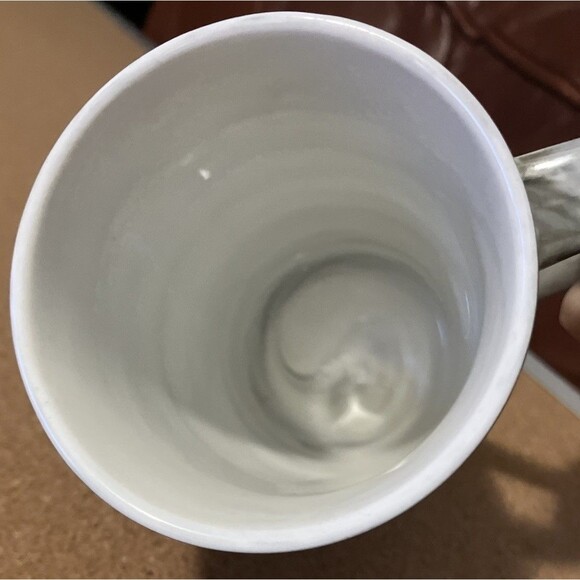 'Mens" Coffee Grey Swirl Ceramic Mug With cover And Gold Colored, HandMade !!! - Picture 15 of 16